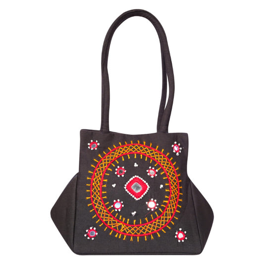 Banjara Hand Stitched Samosa Bag Black