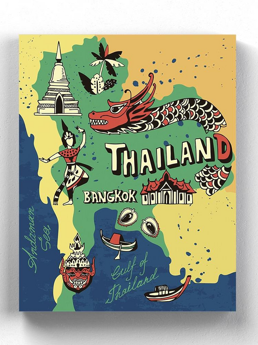 Thailand Tourism Map Wrapped Canvas -Image by Shutterstock