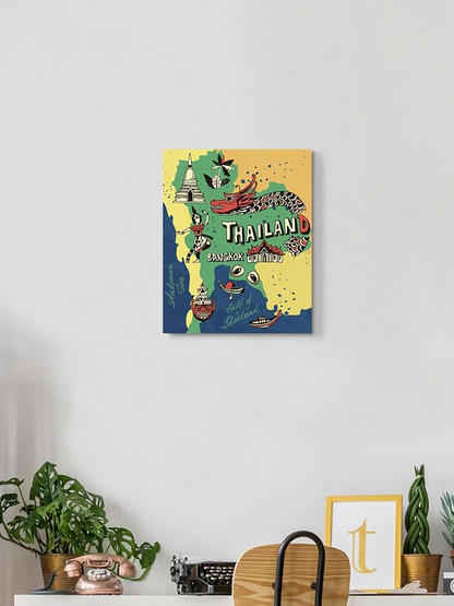 Thailand Tourism Map Wrapped Canvas -Image by Shutterstock