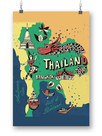 Thailand Tourism Map Wrapped Canvas -Image by Shutterstock