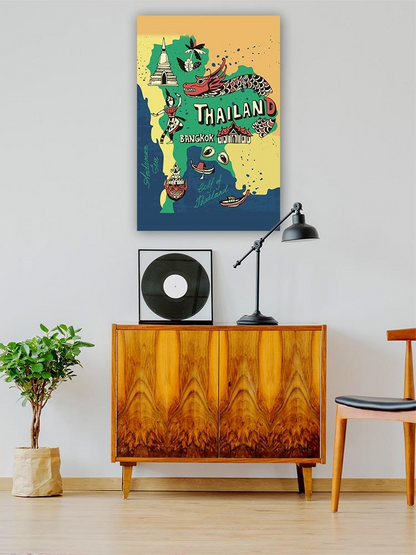 Thailand Tourism Map Wrapped Canvas -Image by Shutterstock