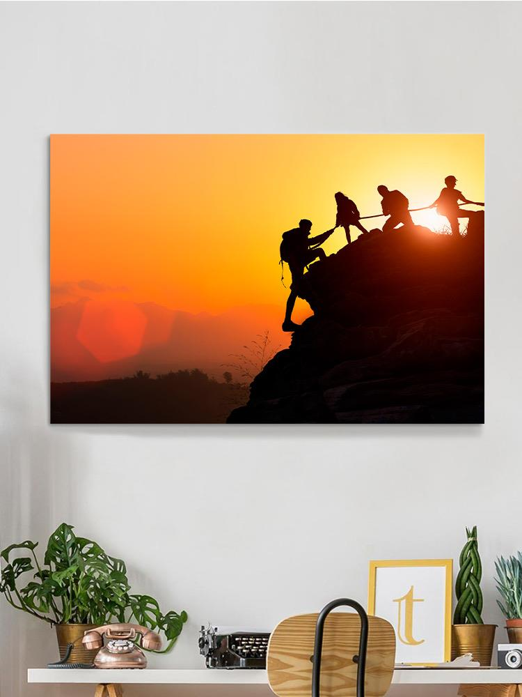 Climbers On The Sunset Wrapped Canvas -Image by Shutterstock