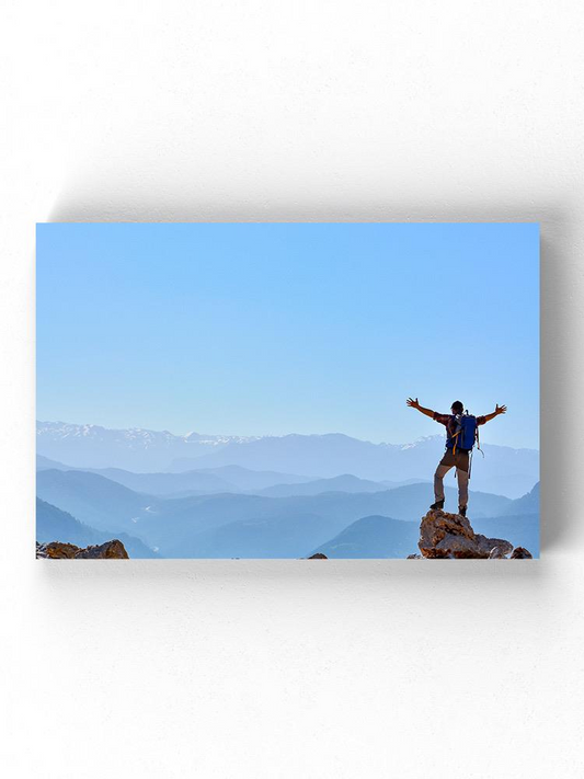 Climber On The Top Wrapped Canvas -Image by Shutterstock