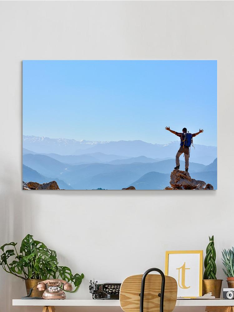 Climber On The Top Wrapped Canvas -Image by Shutterstock