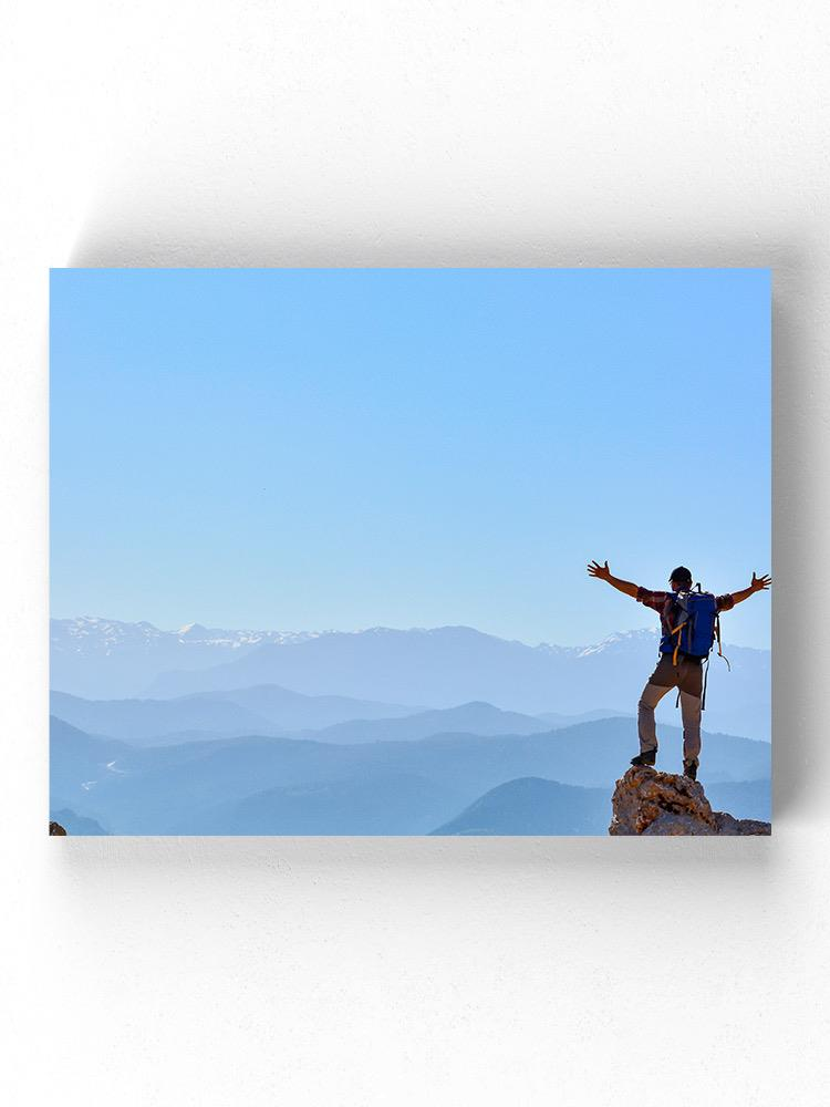 Climber On The Top Wrapped Canvas -Image by Shutterstock