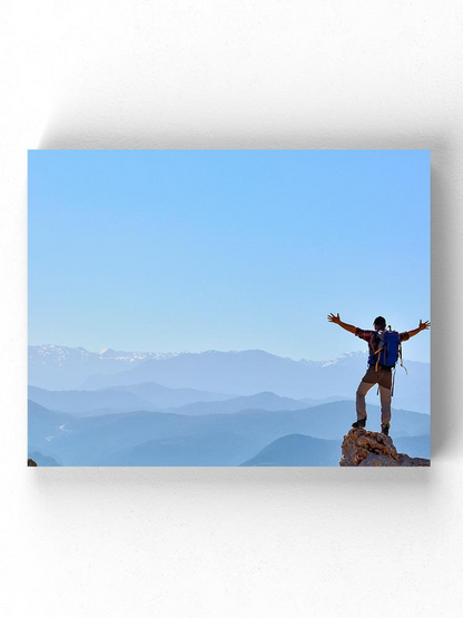 Climber On The Top Wrapped Canvas -Image by Shutterstock