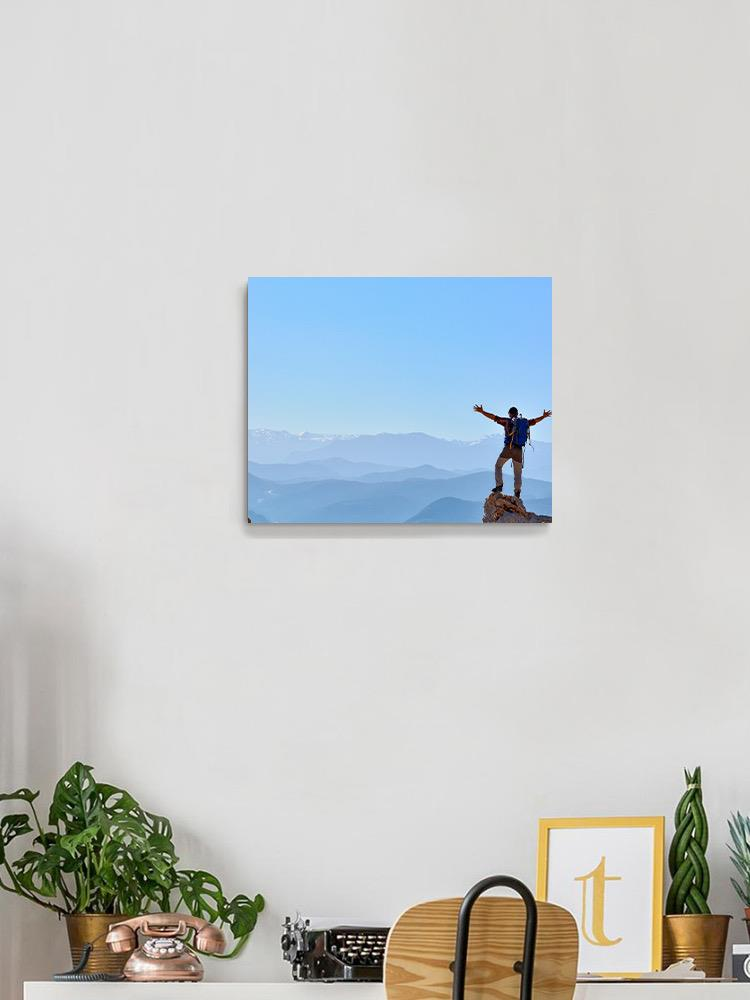 Climber On The Top Wrapped Canvas -Image by Shutterstock