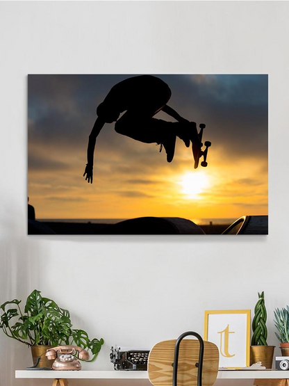 Skateboarder Trick On Air Wrapped Canvas -Image by Shutterstock