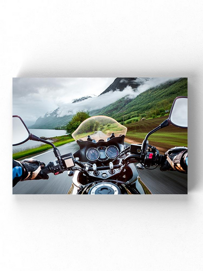 Motorcycle And The Mountains Wrapped Canvas -Image by Shutterstock