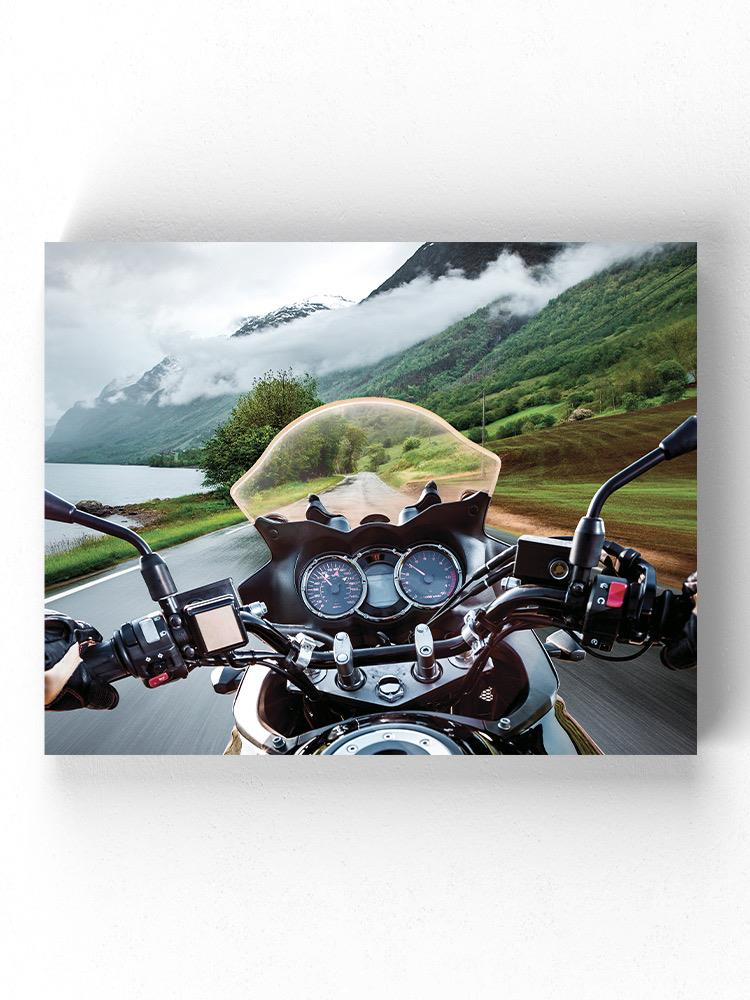 Motorcycle And The Mountains Wrapped Canvas -Image by Shutterstock