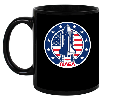 Nasa Rocket Ship And Us Flag Mug - NASA Designs