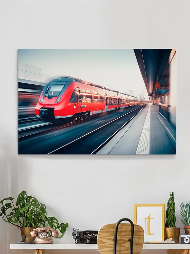 High Speed Red Train Wrapped Canvas -Image by Shutterstock