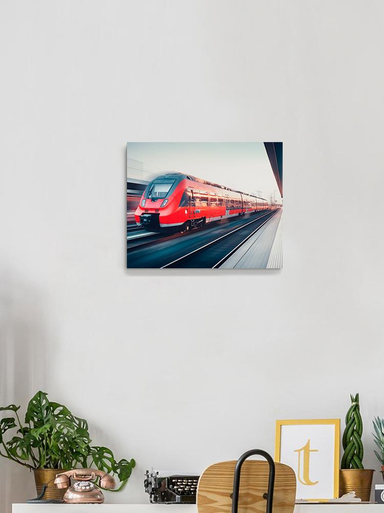 High Speed Red Train Wrapped Canvas -Image by Shutterstock