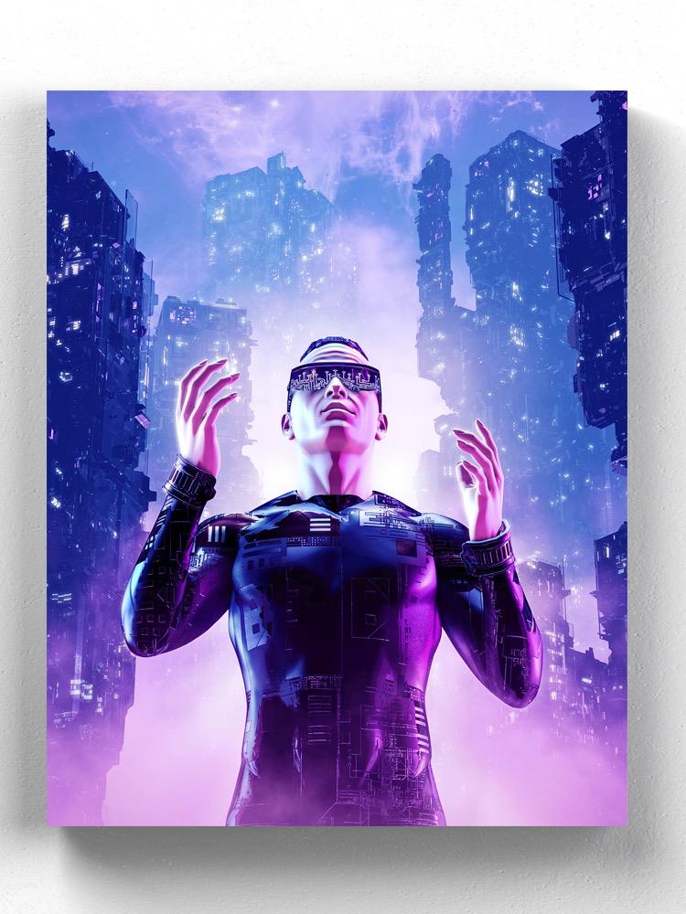 Neon Night Hero 3D Art Wrapped Canvas -Image by Shutterstock