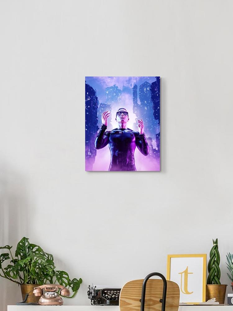 Neon Night Hero 3D Art Wrapped Canvas -Image by Shutterstock