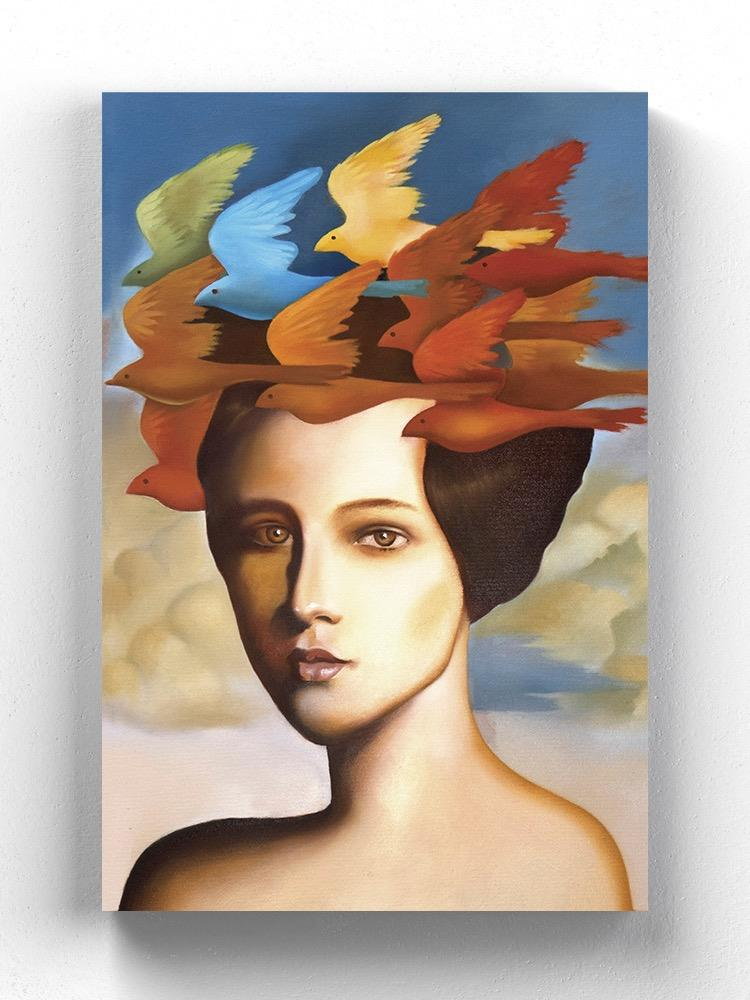 Female Portrait With Birds Wrapped Canvas -Image by Shutterstock