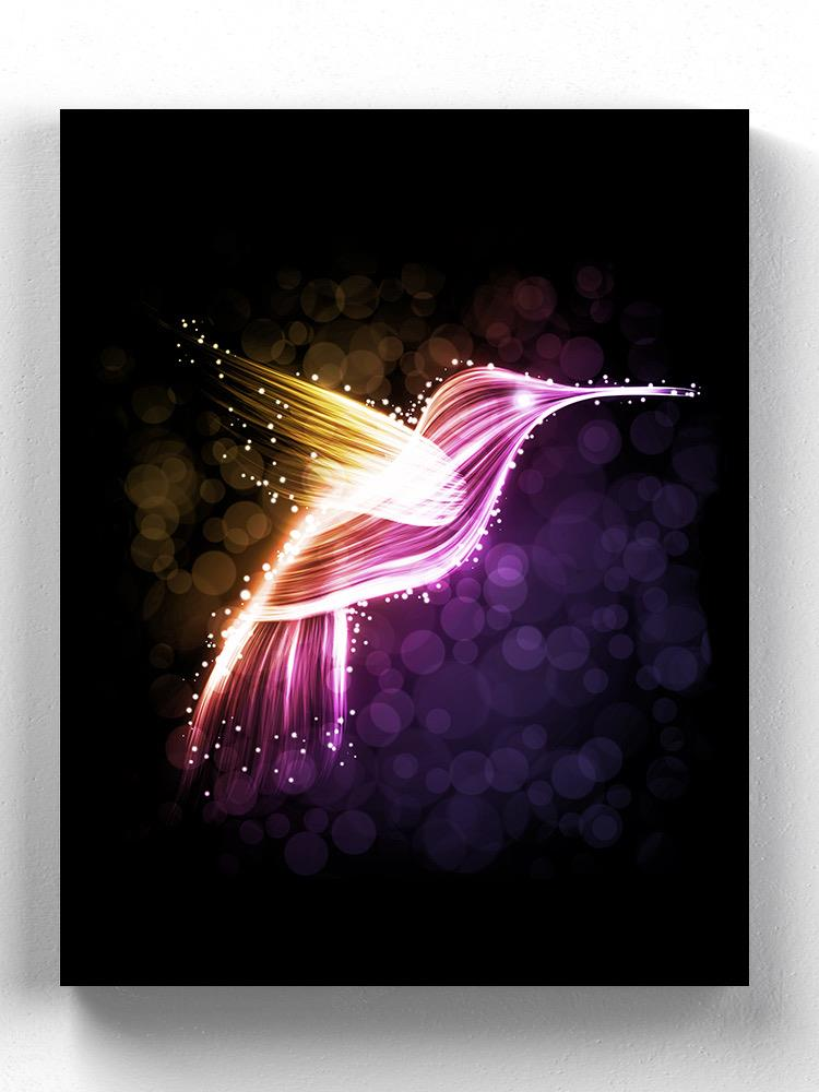 Cute Neon Hummingbird Wrapped Canvas -Image by Shutterstock