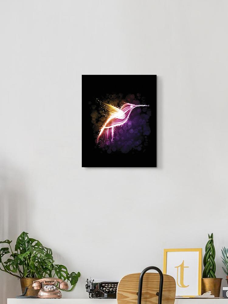 Cute Neon Hummingbird Wrapped Canvas -Image by Shutterstock