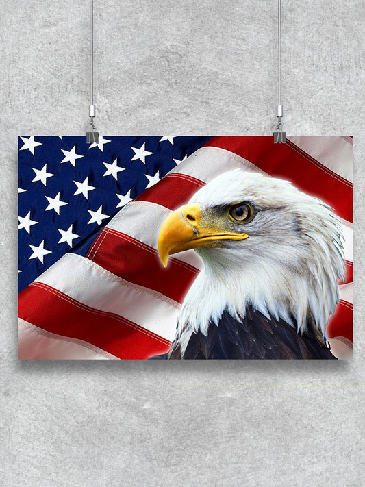 North American Eagle And Flag  Poster -Image by Shutterstock