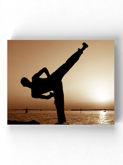 Karate High Kick Silhouette Wrapped Canvas -Image by Shutterstock