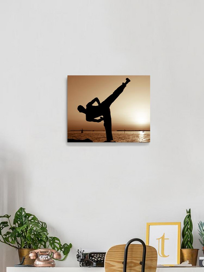 Karate High Kick Silhouette Wrapped Canvas -Image by Shutterstock