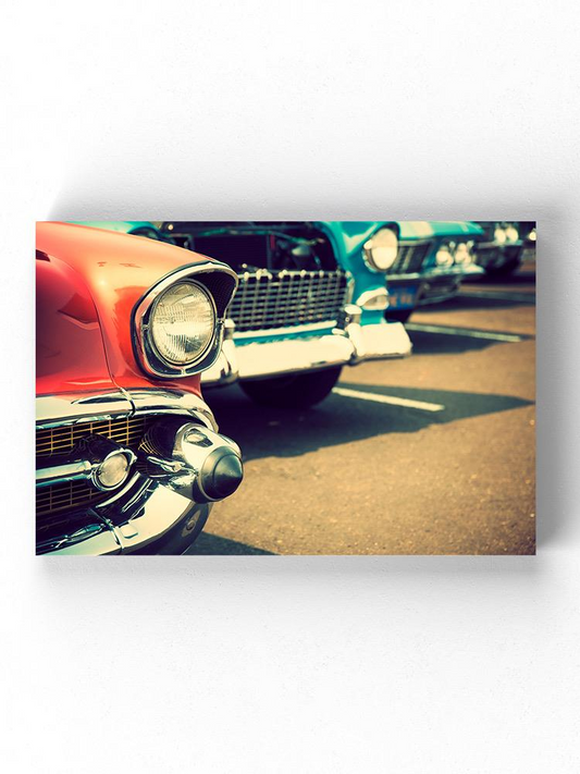 Classic Cars In A Row Wrapped Canvas -Image by Shutterstock