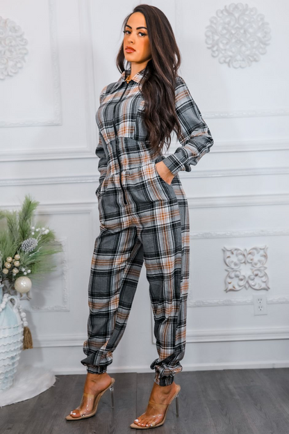 Plaid In Style Plaid Jumpsuit