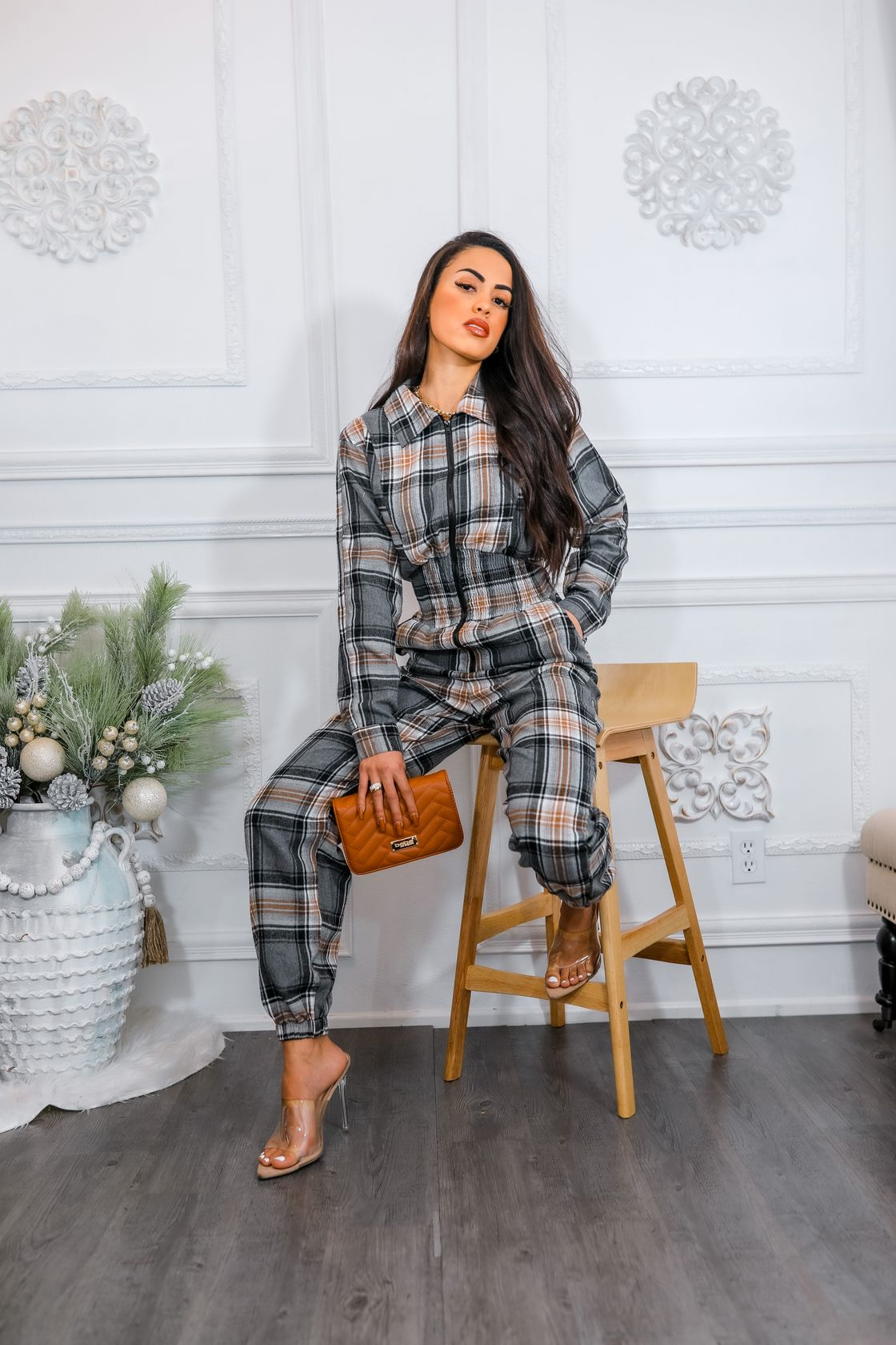 Plaid In Style Plaid Jumpsuit