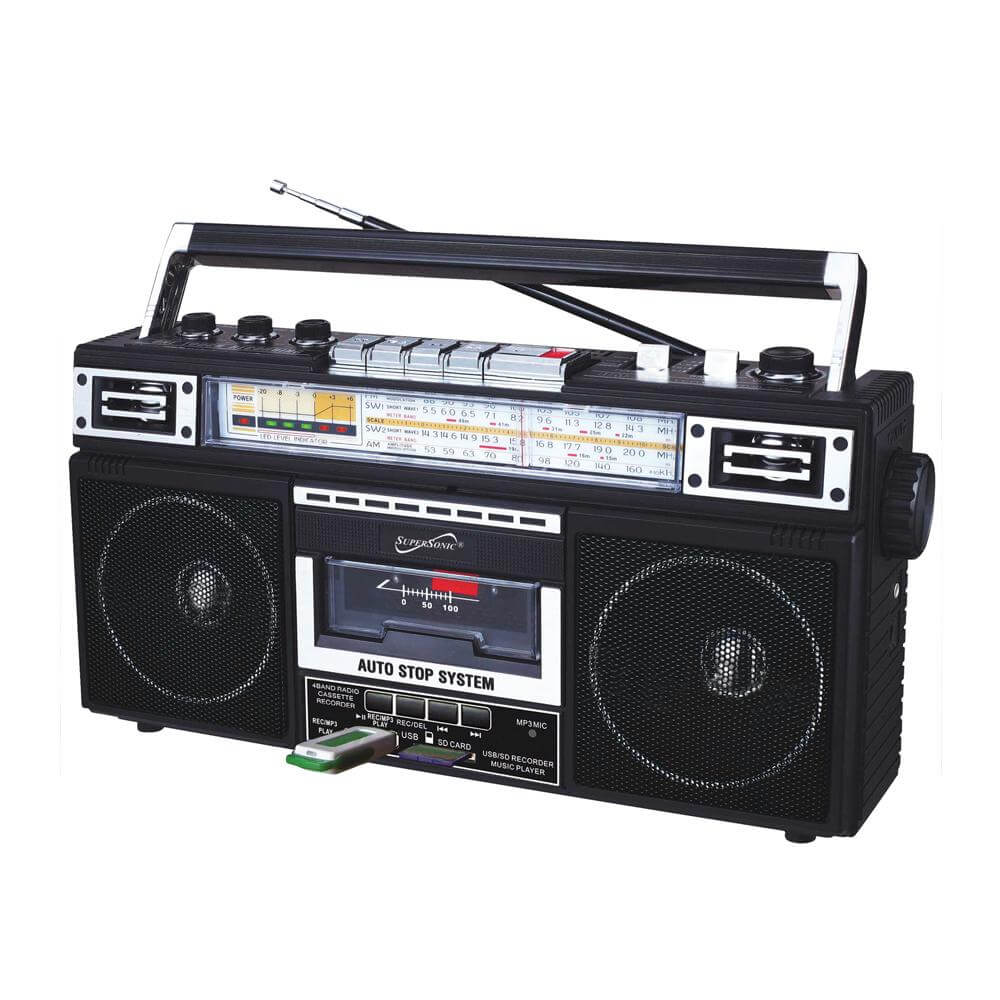 Supersonic 4 Band Bluetooth Radio & Cassette Player + Cassette To Mp3 Converter