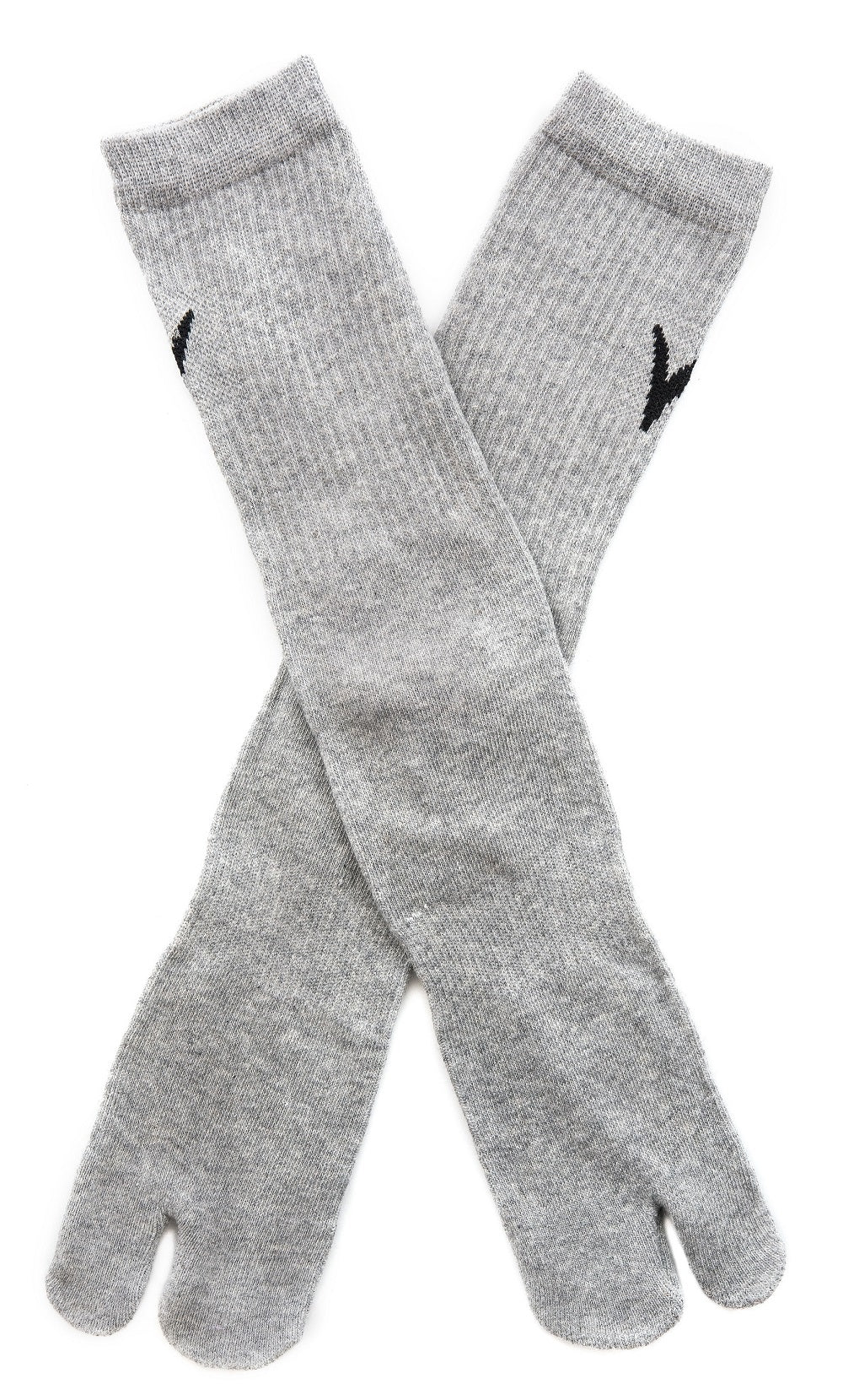 V-Toe Athletic Flip-Flop Tabi Big Toe Crew Socks - Light Gray