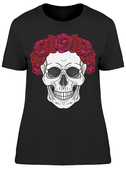 Skull With Red Rose Crown Tee Women's -Image by Shutterstock