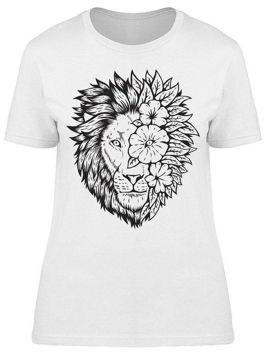 Lion Head With Floral Ornament  Tee Women's -Image by Shutterstock