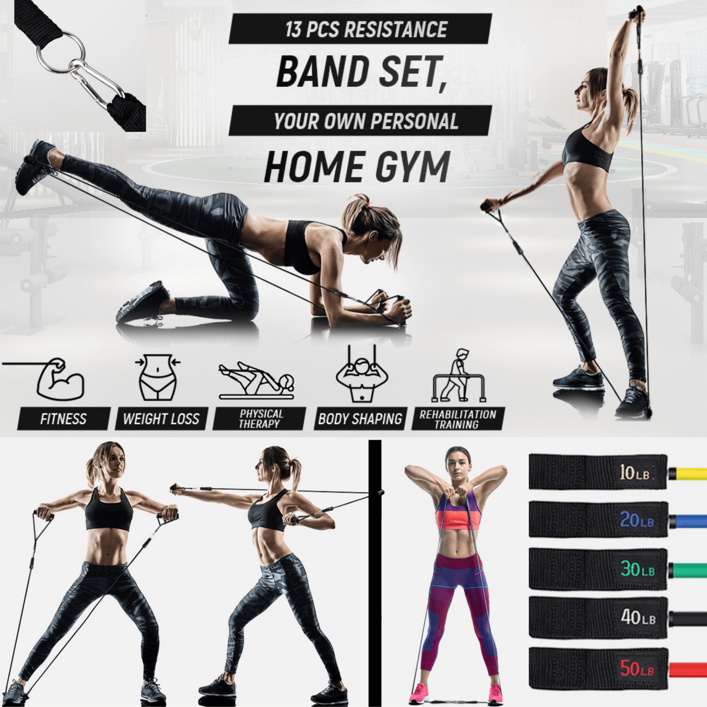 Intey 13-Pcs Resistance Band Home Workout Set