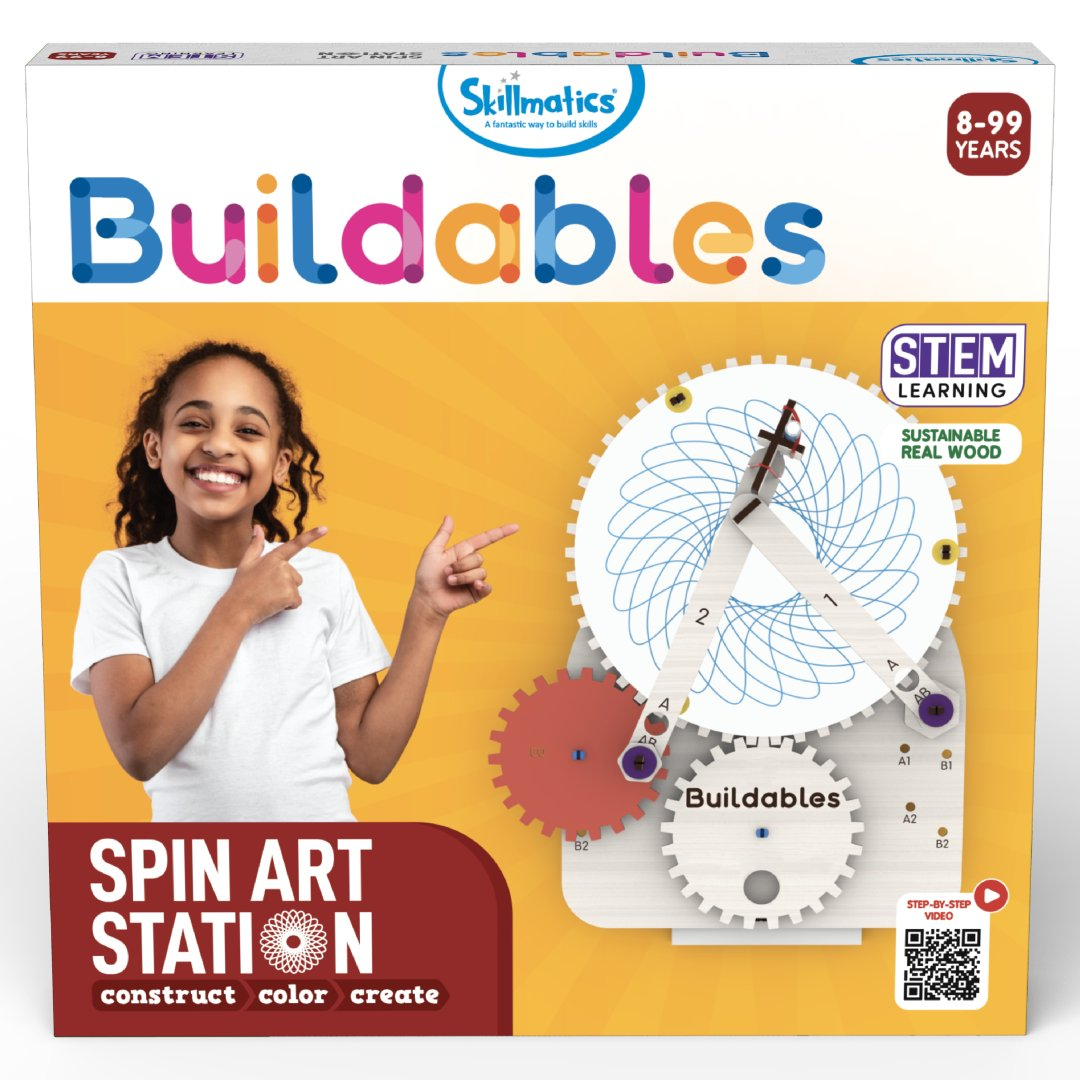 Skillmatics STEM Building Toy : Buildables Spin Art Station | Gifts for 8 Year Old and Up | Fun Learning & Educational Activities