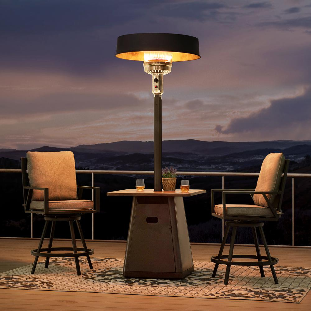 Sunjoy 40,000 BTU Matte Black Steel Frame Outdoor Patio Propane Gas Heater