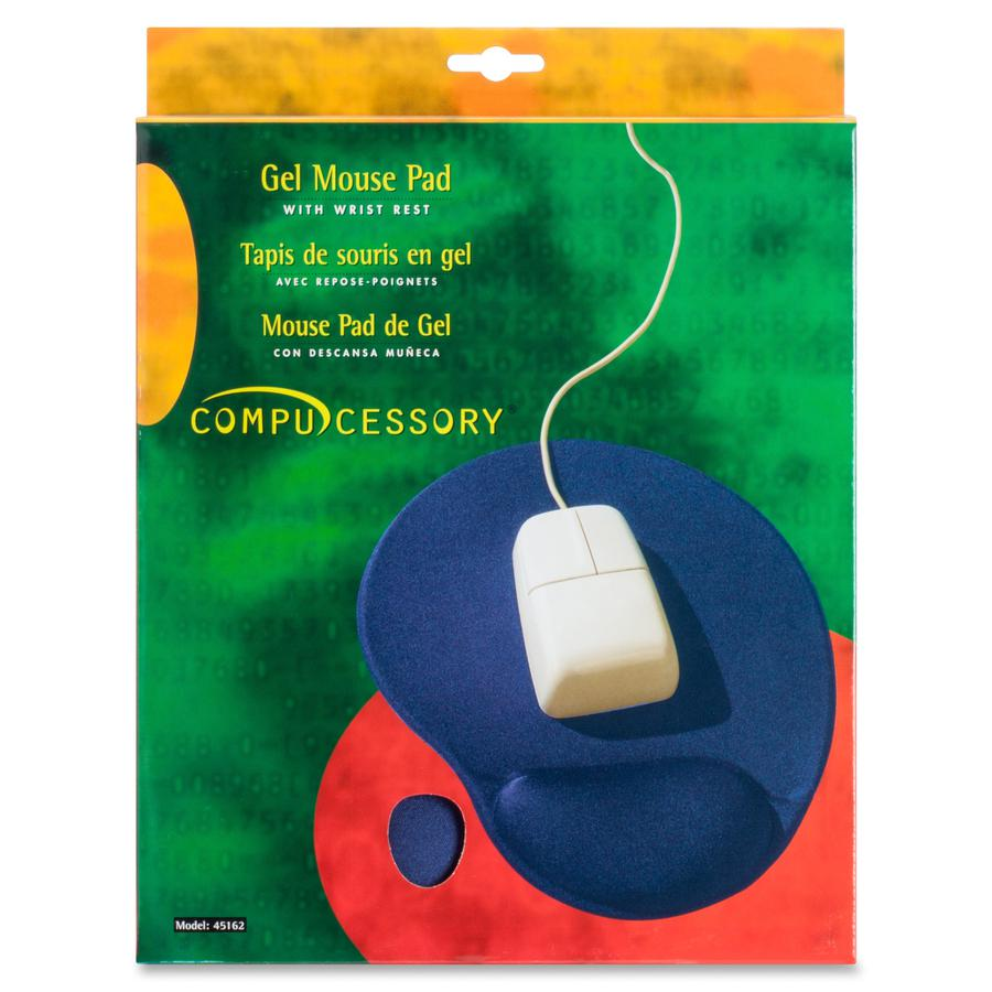 Compucessory Gel Mouse Pads - 9" x 10" x 1" Dimension - Blue - Gel - 1 Pack