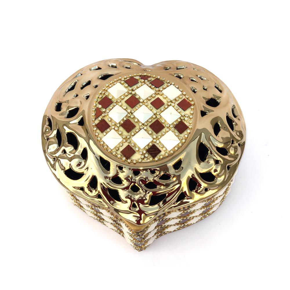 Rhinestone Heart Keepsake Jewelry Box