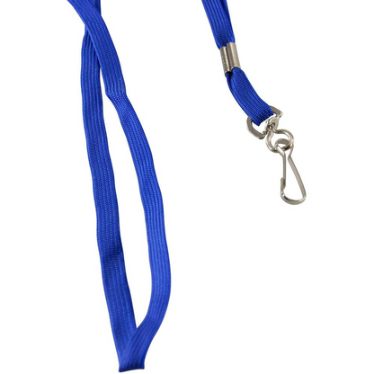 SICURIX Flat Metal Hook Lanyard - 100 / Pack - 0.4" Width x 36" Length - Blue