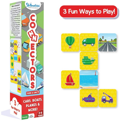 Skillmatics Educational Game : Connectors Cars, Boats, Planes & More | Gifts for Kids Ages 3-6 | Super Fun for Travel & Family Game Night