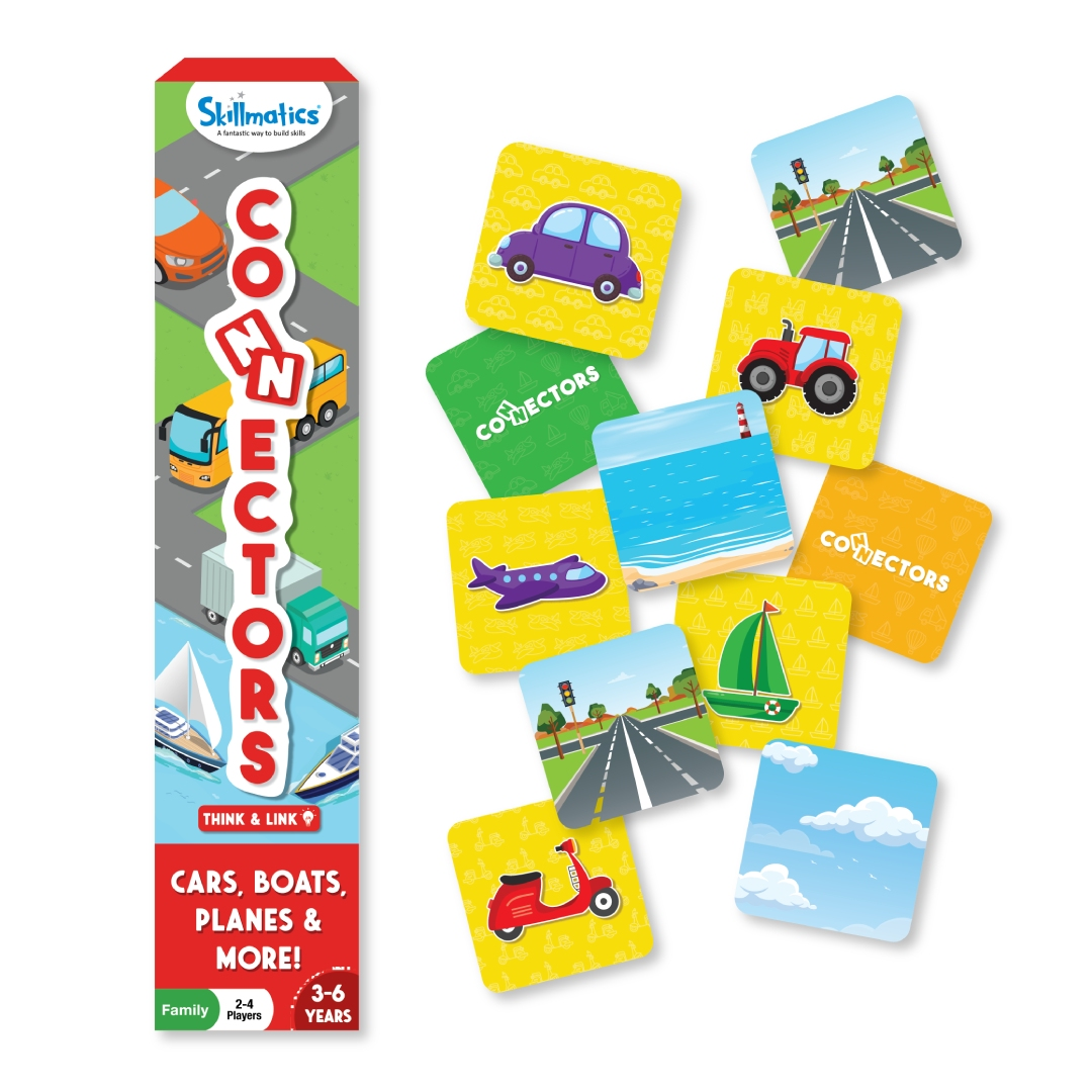 Skillmatics Educational Game : Connectors Cars, Boats, Planes & More | Gifts for Kids Ages 3-6 | Super Fun for Travel & Family Game Night