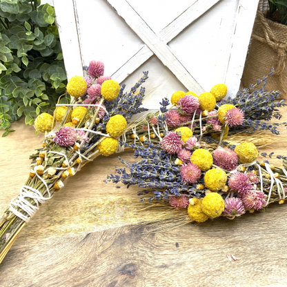 Lavender & Wheat, Floral Wand, Smudge Stick, 6 “