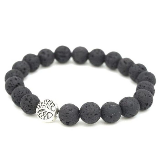 Classic Black Lava Stone Tree of Life Essential Oil Bracelet