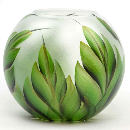 Handpainted Glass Vase for Flowers | Painted Art Glass Vase | Interior Design Home Room Decor Tropical | Table vase 6 inch