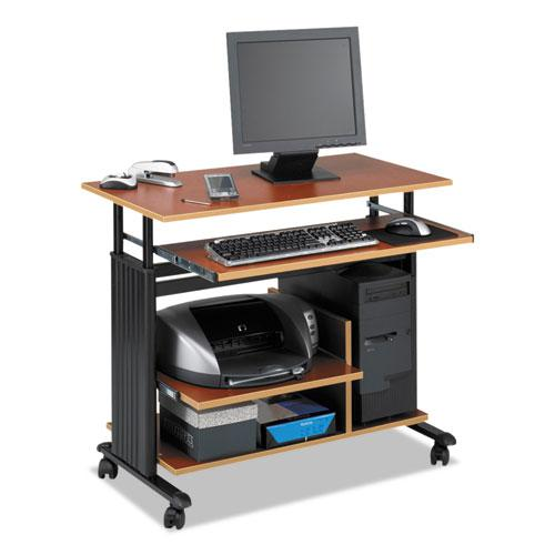 Muv 28" Adjustable-Height Mini-Tower Computer Desk, 35.5" x 22" x 29" to 34", Cherry/Black