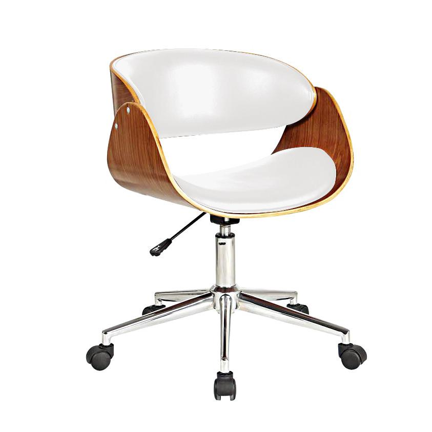 Office Chair With Plywood Frame and white PU Cushion