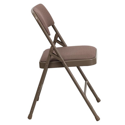 4 Pk. HERCULES Series Curved Triple Braced & Double Hinged Beige Fabric Metal Folding Chair