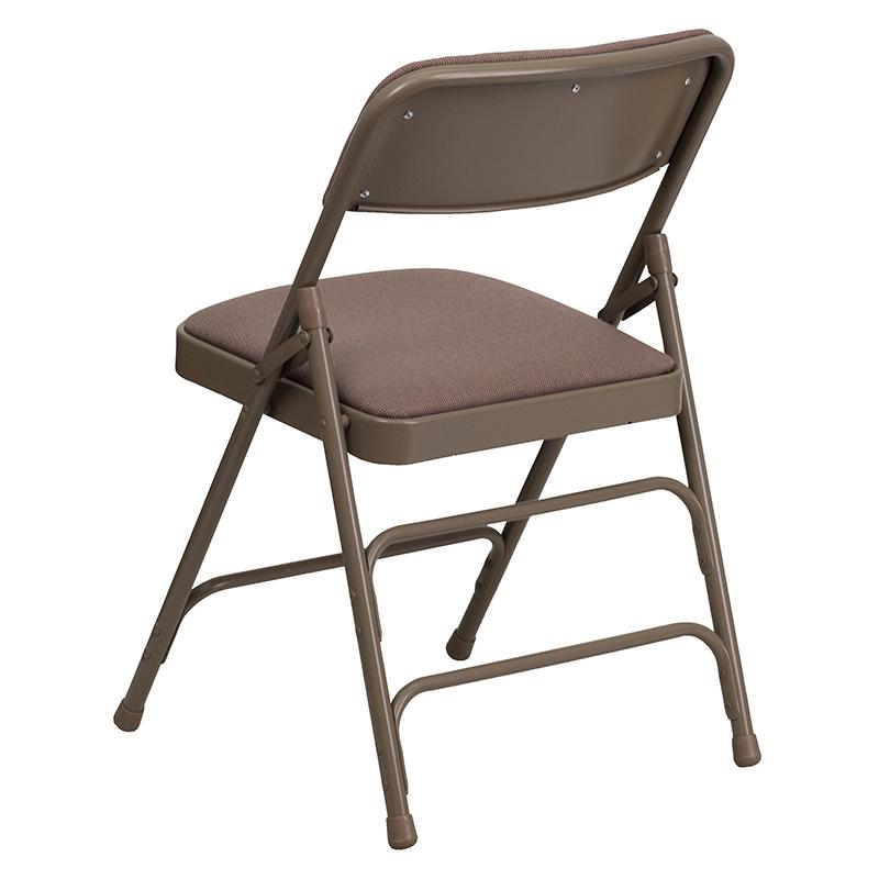 4 Pk. HERCULES Series Curved Triple Braced & Double Hinged Beige Fabric Metal Folding Chair