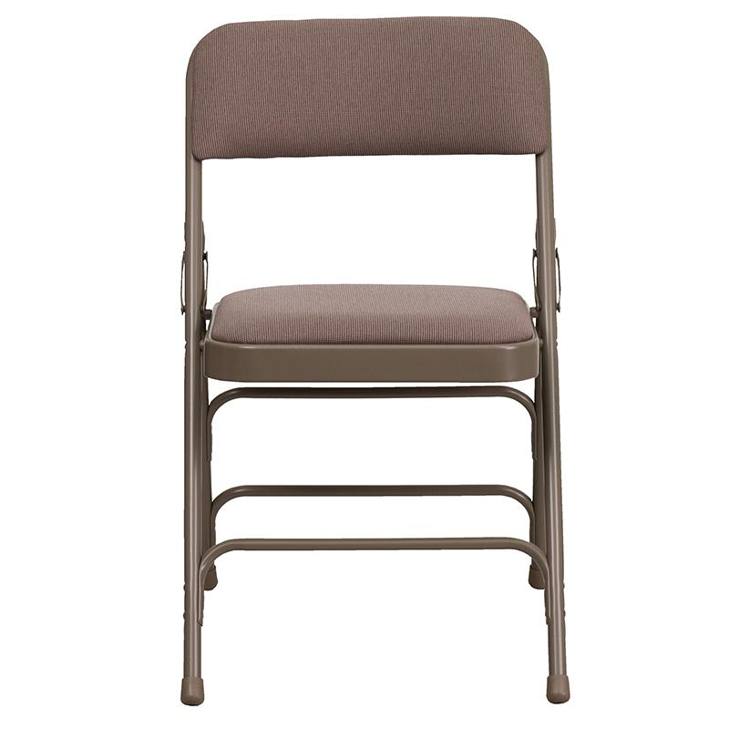 4 Pk. HERCULES Series Curved Triple Braced & Double Hinged Beige Fabric Metal Folding Chair