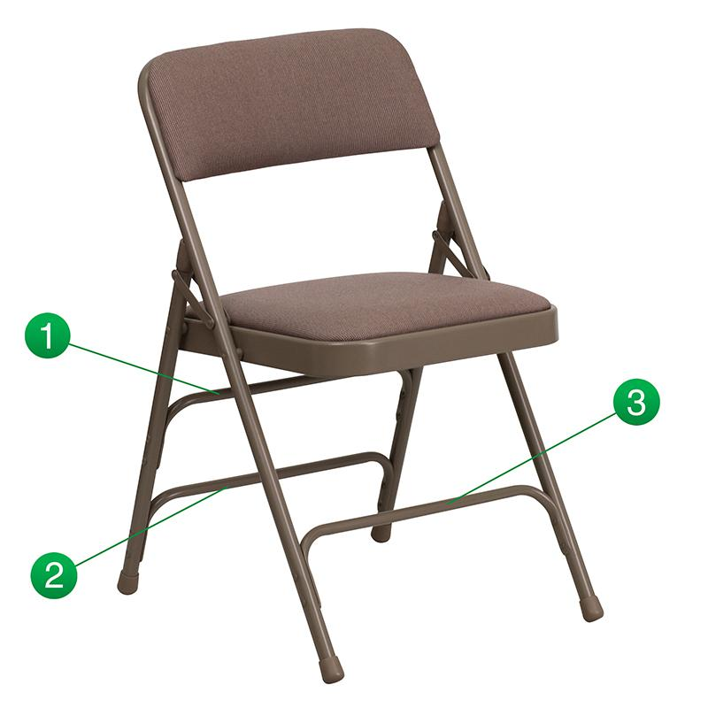 4 Pk. HERCULES Series Curved Triple Braced & Double Hinged Beige Fabric Metal Folding Chair