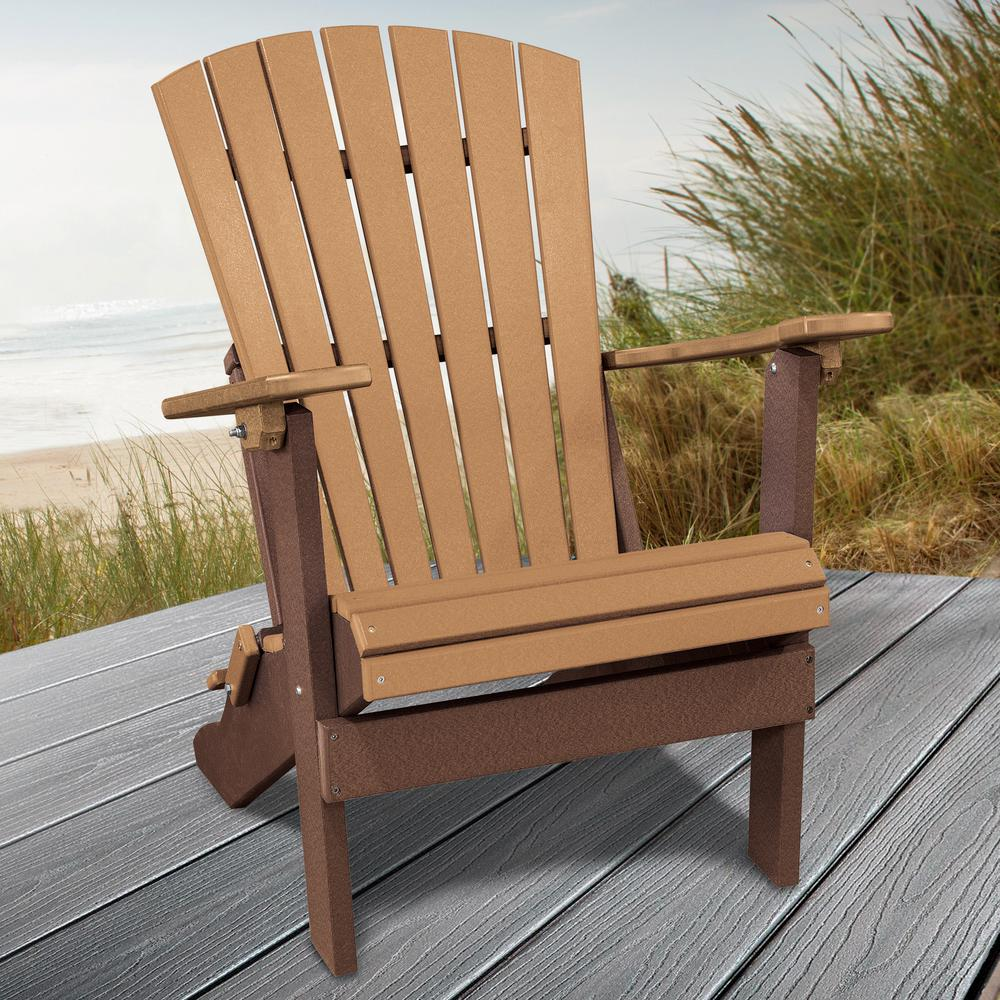 Fan Back Folding Adirondack Chair Made in the USA- Cedar, Tudor Brown